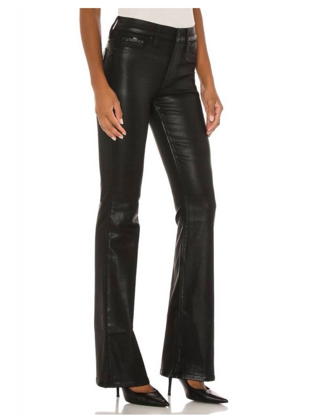 Hudson Barbara High Waist Bootcut Pants 27 Noir Coated Going Out Party City Chic